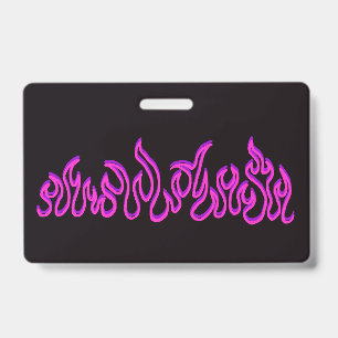 Roze Paarse Vuur Vlammen Vlam Omtrek Badge