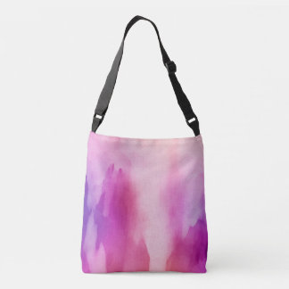 Roze & Paarse Water Kleur Positieve Ruimte Crossbody Tas