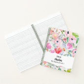 Roze paarse watergekleurde bloemen notitieboek (Binnen)