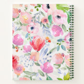 Roze paarse waterkleurige bloemen notitieboek (Achterkant)