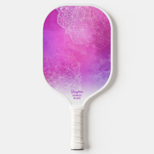 Roze Paarse Waterverf Boho Chic aangepaste tekst Pickleball Paddle