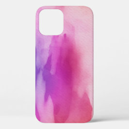 Roze & Paarse Waterverf iPhone 12 Hoesje