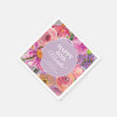 Roze Paarse Waterverf Floral 60e verjaardag Servet (Hoek)