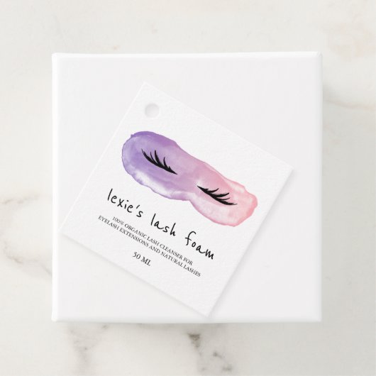 Roze Paarse Waterverf Lash Cleanser Bedankjes Labels (In situ)