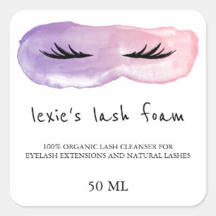 Roze Paarse Waterverf Lash Product Vierkante Sticker