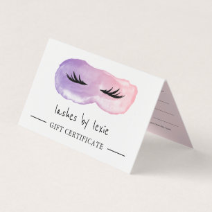 Roze & Paarse Waterverf Lashes Cadeaubon Kaart