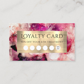 Roze Paarse Waterverf Loyalty Kaart Visitekaartje
