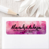 Roze Paarse Waterverf Modern Trendy Script Label (Insitu)