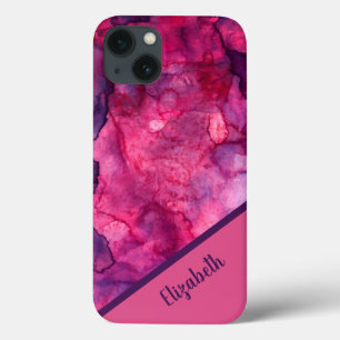 Roze Paarse Waterverf op maat iPhone 13 Hoesje