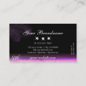 Roze Paarse Waterverf Palm Leaves Jewels Monogram Visitekaartje (Achterkant)