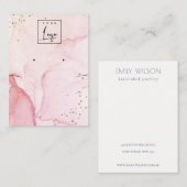 Roze Paarse Waterverf textuur Ketting Visitekaartje (Voorkant / Achterkant)