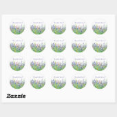 Roze Paarse Waterverf Wildbloemen Dank u Ronde Sticker (Vel)