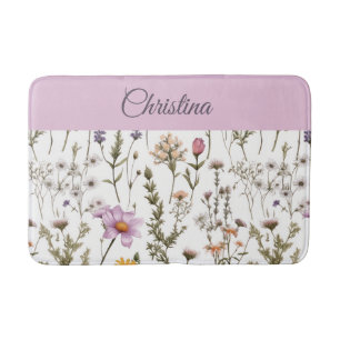 Roze Paarse Wilde Bloem Monogram Badmat