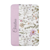 Roze Paarse Wilde Bloem Monogram Badmat (Voorkant Verticaal)