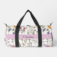 Roze Paarse Wilde Bloem Waterverf Monogram Naam