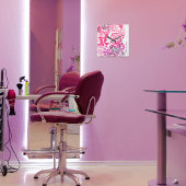 Roze Paarse wilde kat luipaard cheeta met bloei Vierkante Klok