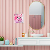 Roze Paarse wilde kat luipaard cheeta met bloei Vierkante Klok