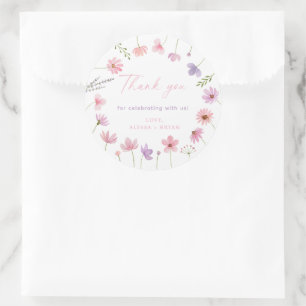Roze Paarse Wildflowers Baby shower Ronde Sticker