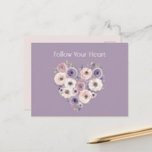 Roze Paarse Witte Bloemhart Briefkaart