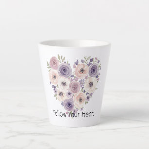 Roze Paarse Witte Bloemhart Latte Mok