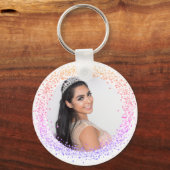 Roze paarse witte foto sleutelhanger (Voorkant)