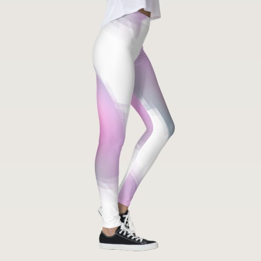 Roze Paarse witte Sjabloon Moderne Elegant Trendy Leggings (Rechts)