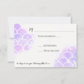 Roze & Paarse Zeemeermin Geïnspireerd Trouwen RSVP Kaartje (Achterkant)