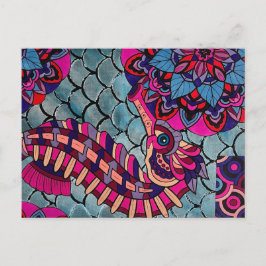 Roze & Paarse zeepaardje Briefkaart