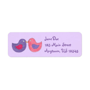 Roze/Paarse zoenen Lovebird Love Bird Labels