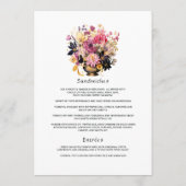 Roze, paarse, zwarte en gouden bloemige gastdetail menu (Achterkant)