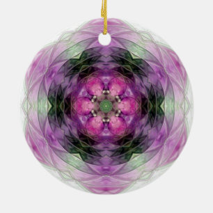 Roze paarse zwarte ster Snowflake patroon Keramisch Ornament