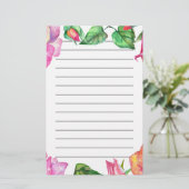 Roze Paarse zwarte Waterverf Briefpapier (Staand voorkant)