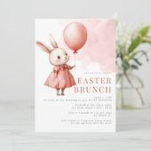 Roze Paasbrunch Bunny Waterverf Party Kaart (Staand voorkant)