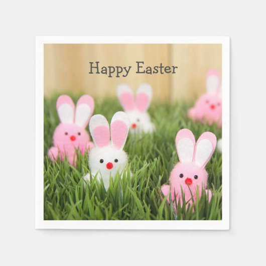 Roze paasBunnies in gras Servet (Voorkant)