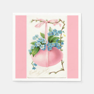 Roze paaseieren en bloemen papier servet