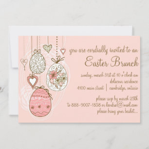 Roze  paaseieren Pasen Uitnodiging tot bootbreuk