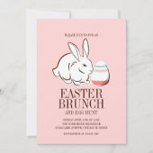 Roze Paashaas en Egg Brunch & Egg Hunt Uitnodigen Kaart (Voorkant)