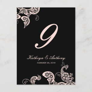 Roze pacock Floral Paisley Weddenschap Briefkaart
