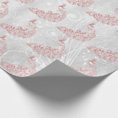 Roze pacock Leaf Vine Weddenschap Wrapping Paper Cadeaupapier (Hoek)