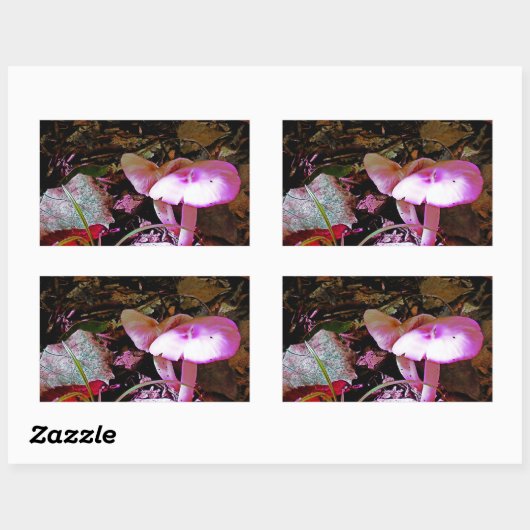 Roze paddenstoel rechthoekige sticker (Vel)