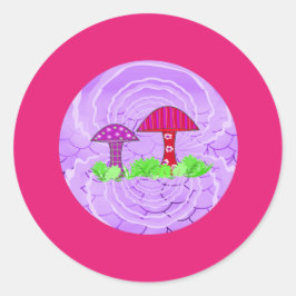 Roze paddenstoelStickers Ronde Sticker