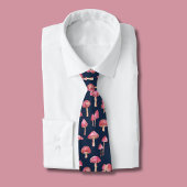Roze paddestoelpatroon stropdas