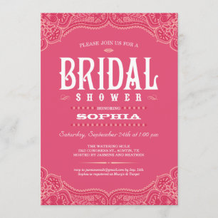 Roze Paisley Cowgirl Bridal Shower Invitaties Kaart