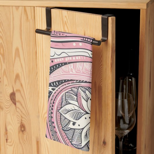 Roze Paisley De Home Studio Keuken Handdoeken (Derde Gevouwen)
