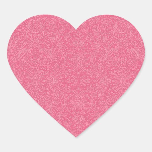 Roze Paisley Hart Sticker (Voorkant)