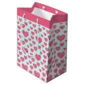 Roze paisley harten valentijn middelgrote cadeauta medium cadeauzakje (Achterkant Gekanteld)