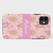 Roze Paisley iPhone Monogram Aangepast Case-Mate iPhone Case (Achterkant (horizontaal))