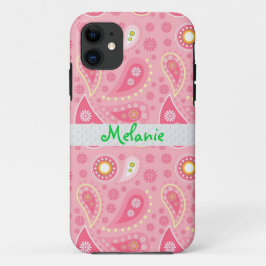 Roze Paisley iPhone Monogram Aangepast iPhone 11 Hoesje