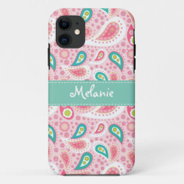 Roze Paisley iPhone Monogram Aangepast iPhone 11 Hoesje