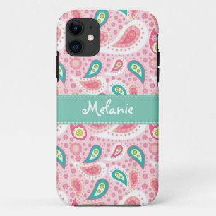 Roze Paisley iPhone Monogram Aangepast iPhone 11 Hoesje
